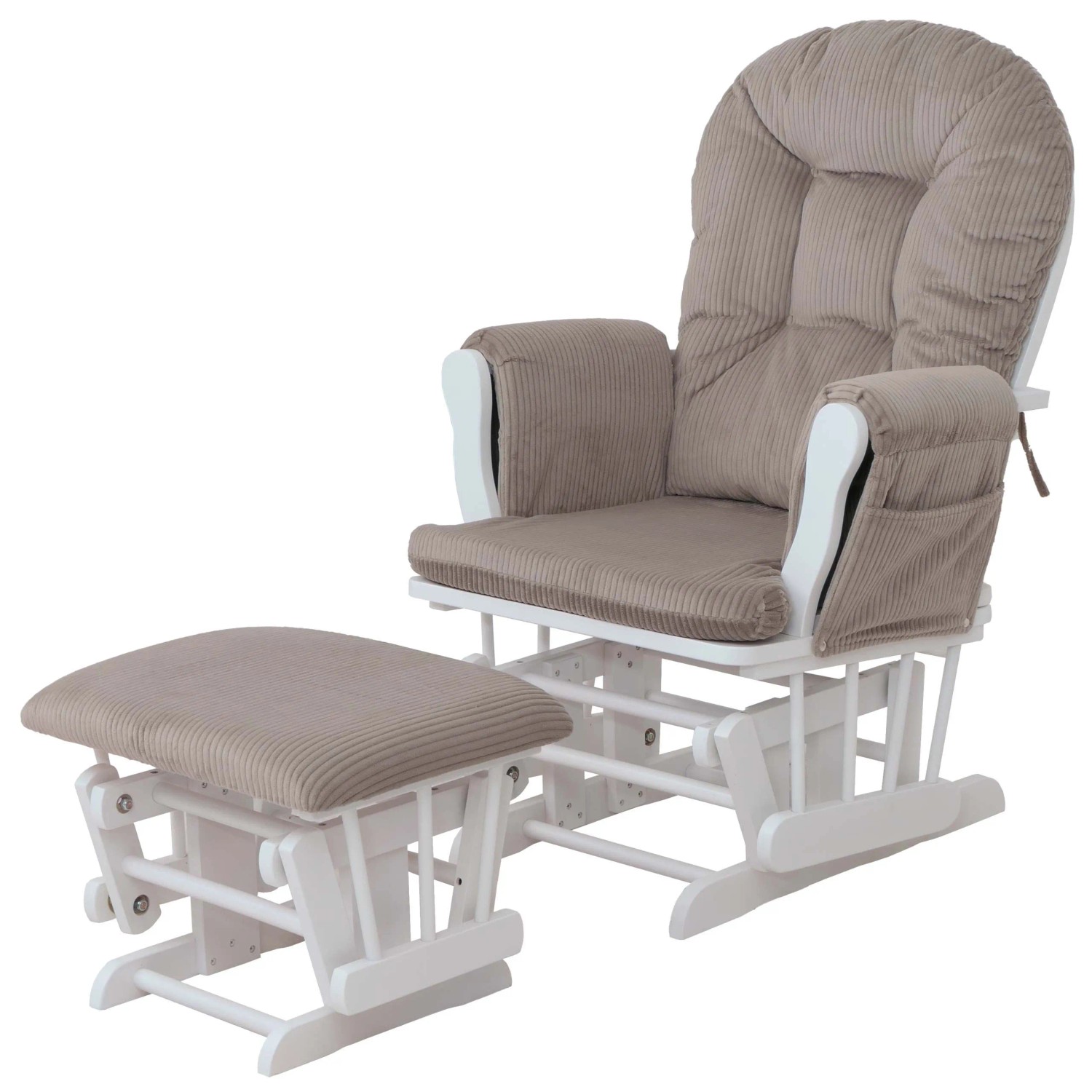 Mcw Relaxsessel C76 Mit Hocker Stoff Cord Öko-Tex Hellgrau Gestell Weiß