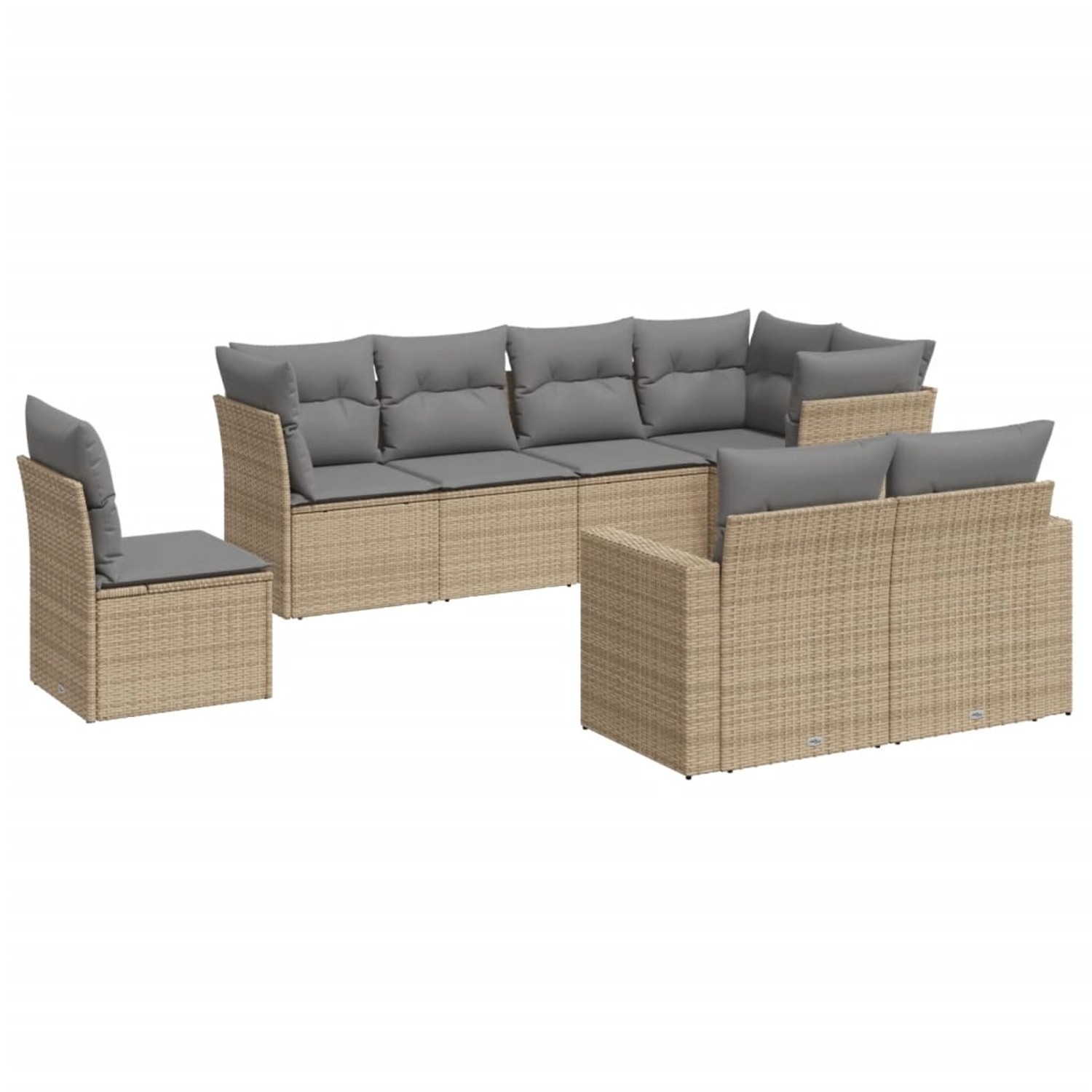 vidaXL 8-tlg Garten-Sofagarnitur mit Kissen Beige Poly Rattan Modell 42