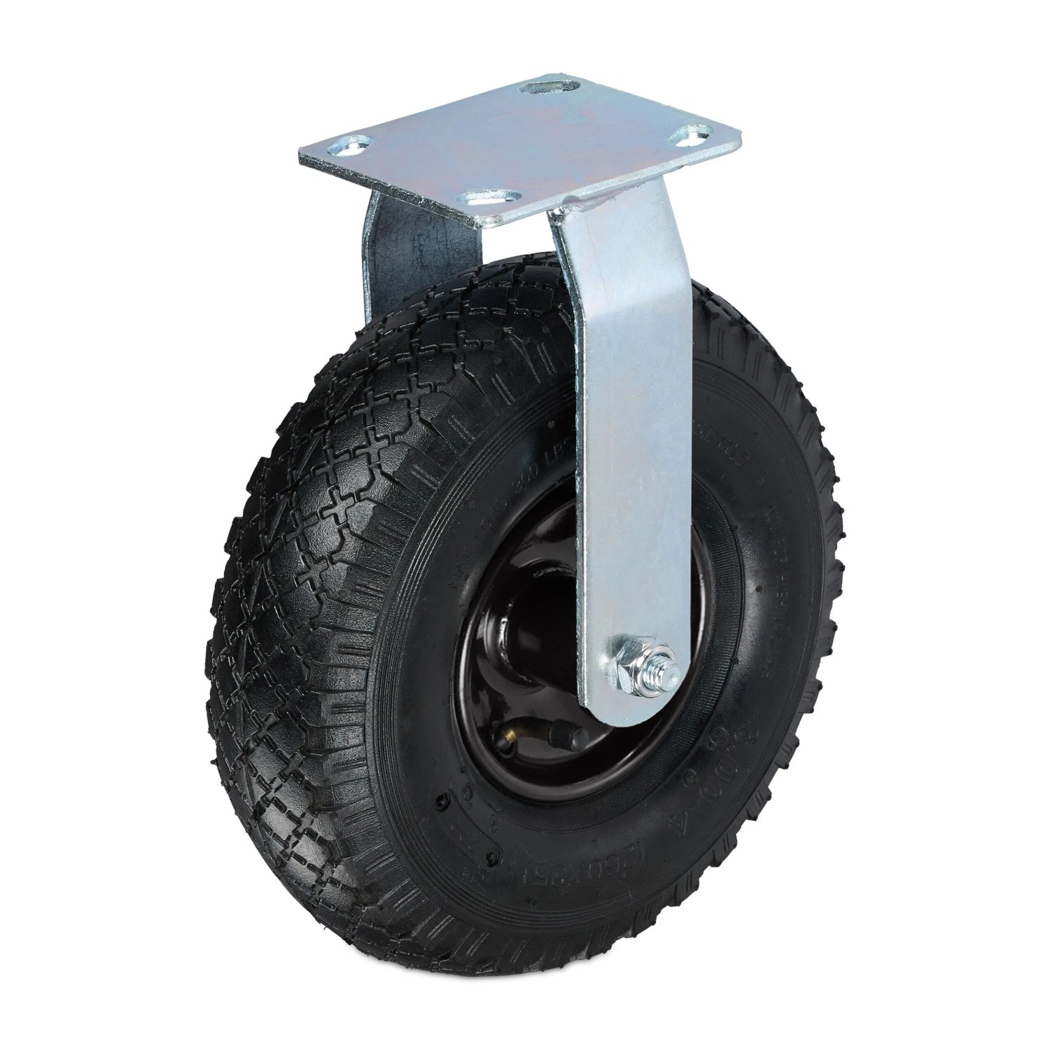 Relaxdays Bockrolle Stahl Gummi Schwarz Luftbereift Schwerlast 29 cm 2,4 kg