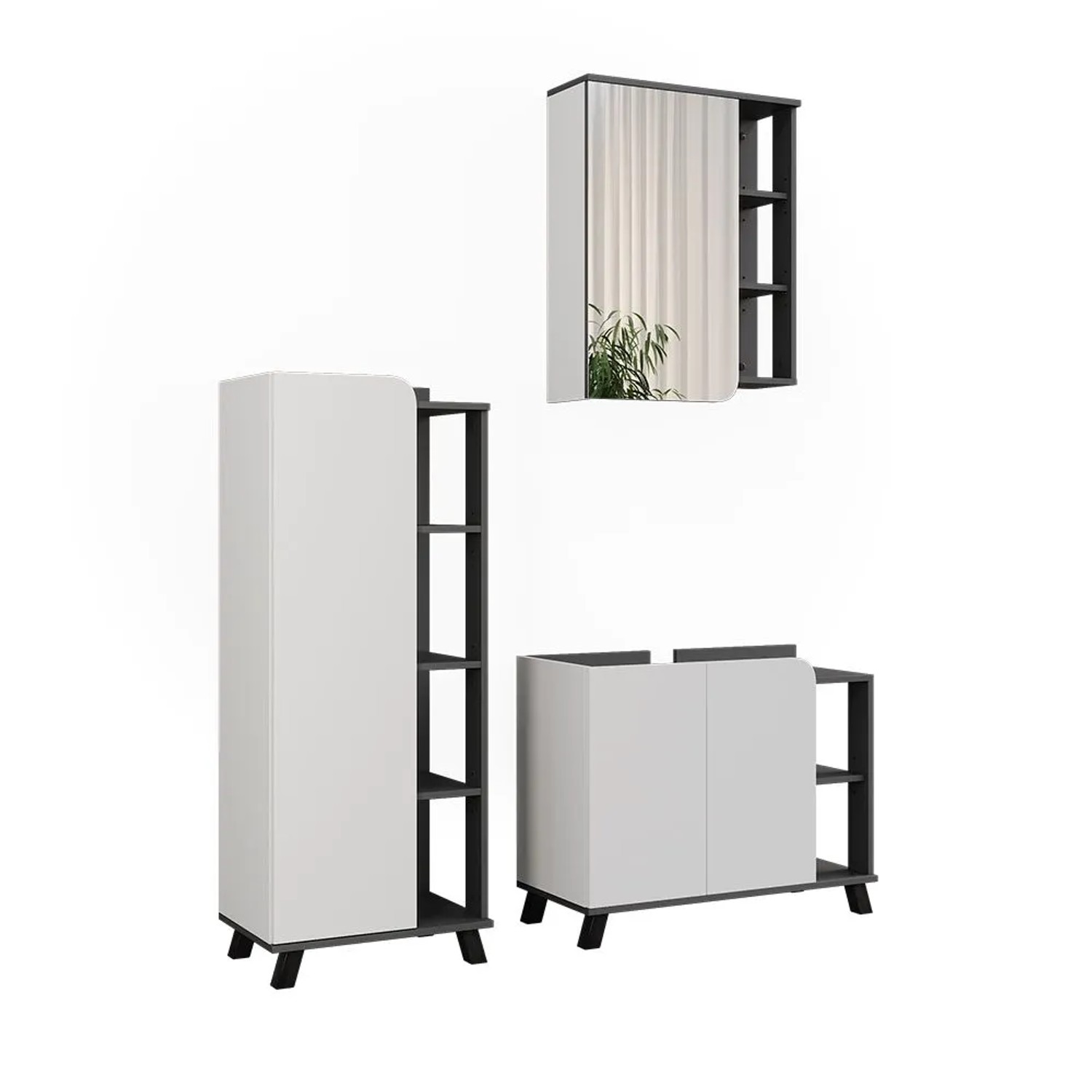 Vicco Badmöbel-Set Karen Anthrazit/Weiß 80 x 65 3-teilig