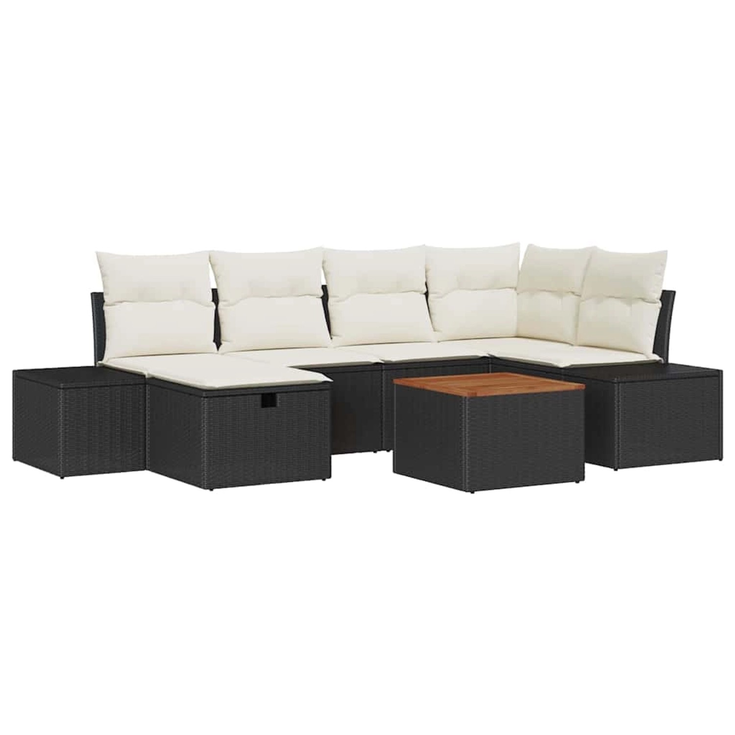vidaXL Garten-Sofa-Set mit Kissen 7-Tlg Schwarz Poly Rattan 3360925 günstig online kaufen