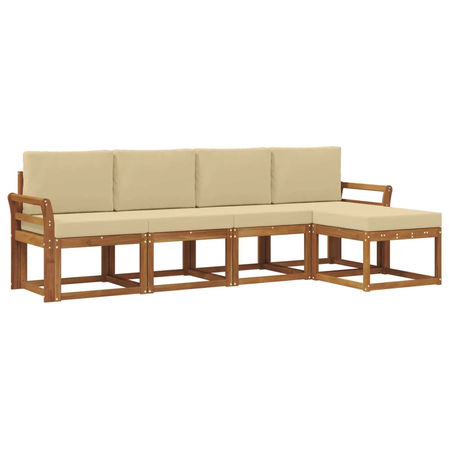 vidaXL Outdoor-Sofagarnitur 5 Stk Natur und Beige Massivholz Akazie 3366256