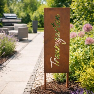Relaxdays Gartenstecker Eisen Rostbraun Wetterfest 115 cm x 28 cm