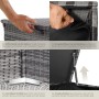 Tectake Auflagenbox Oslo, 750 L, grau, mit Rattangeflecht, Griffschlaufen, Eckfüße und Innenverkleidung.