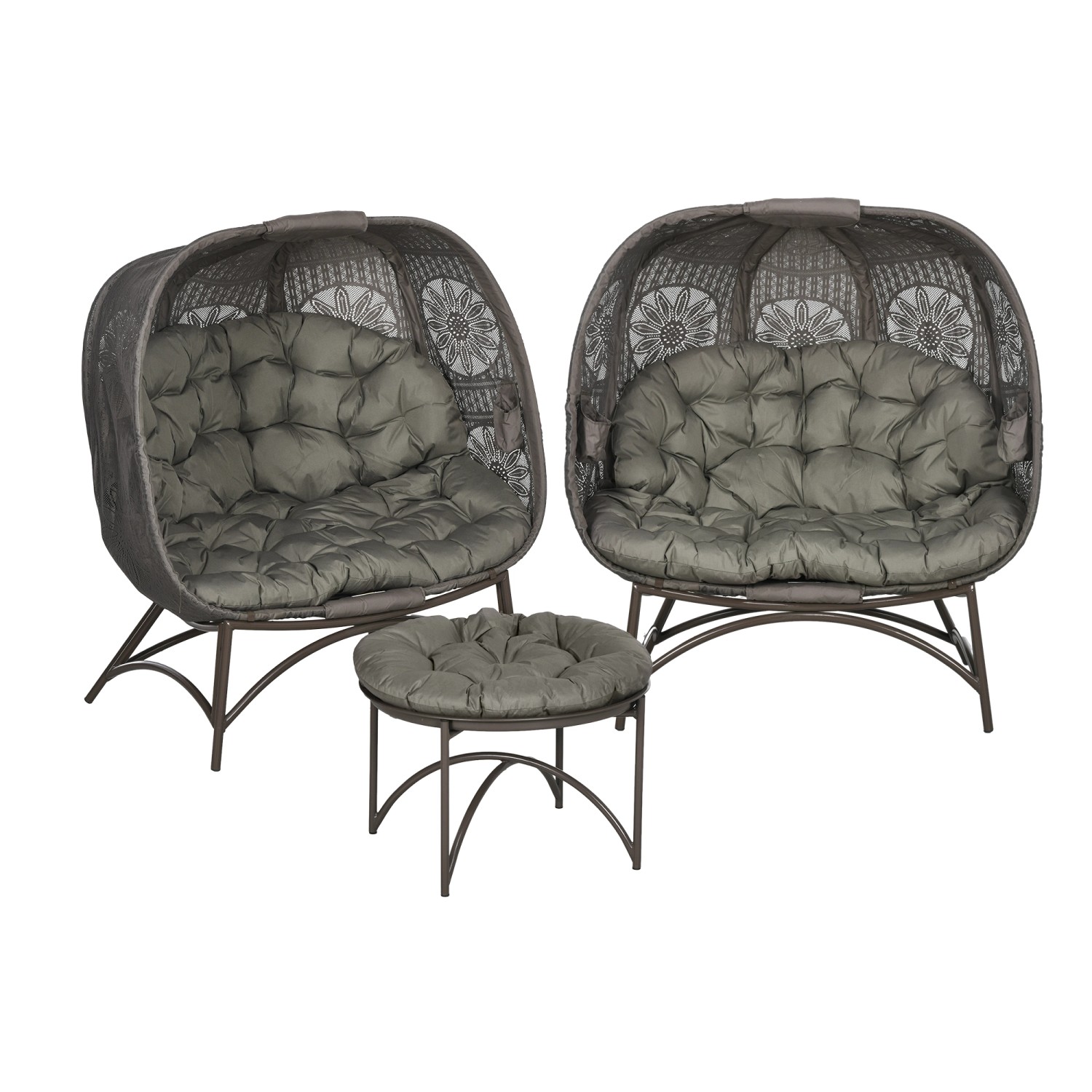 Outsunny Gartenstuhl-Set Stahl  Polyesterstoff 126L x 75B x 142H cm Sand günstig online kaufen