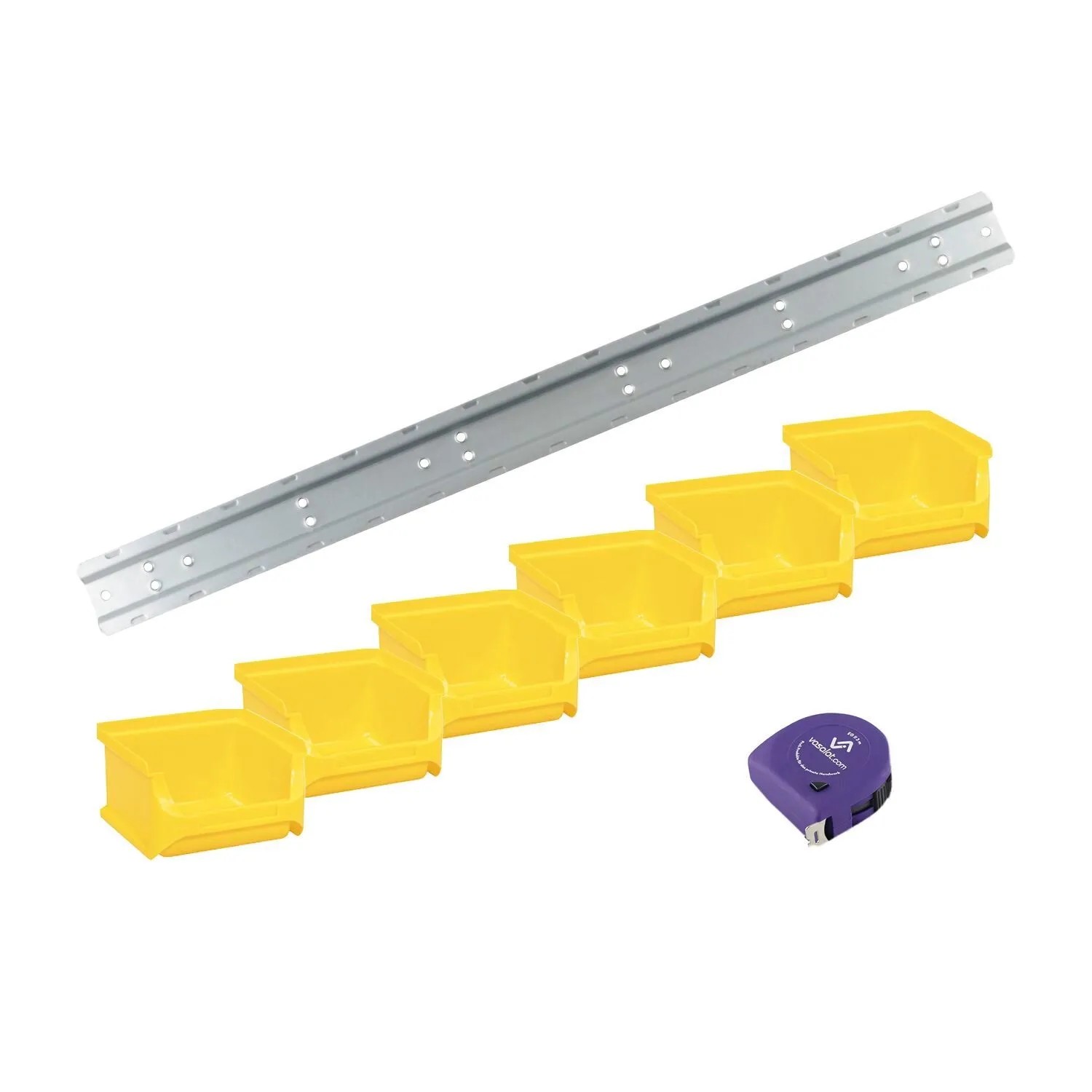 vasalat Set Stapelboxen Größe 1 100x102x60 mm Gelb mit Wandhalterung 6 Stück