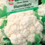 Sperli Blumenkohl Bola de Neve (Erfurter Zwerg) Samenpackung mit reifem, weißen Blumenkohlkopf.