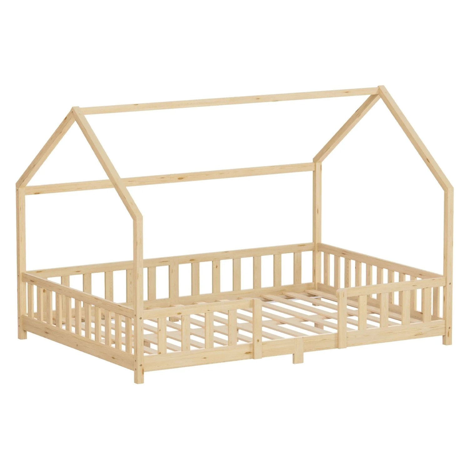 ML-Design Kinderbett 140x200 cm mit Rausfallschutz Natur Kiefernholz