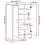 Schuhschrank Räuchereiche 60x35x92 cm aus Holzwerkstoff mit zwei Türen und mehreren Regalen.