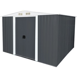 Home Deluxe Geräteschuppen Bohio XL, anthrazitfarbenes Metall Gerätehaus mit Doppeltür und Belüftung.