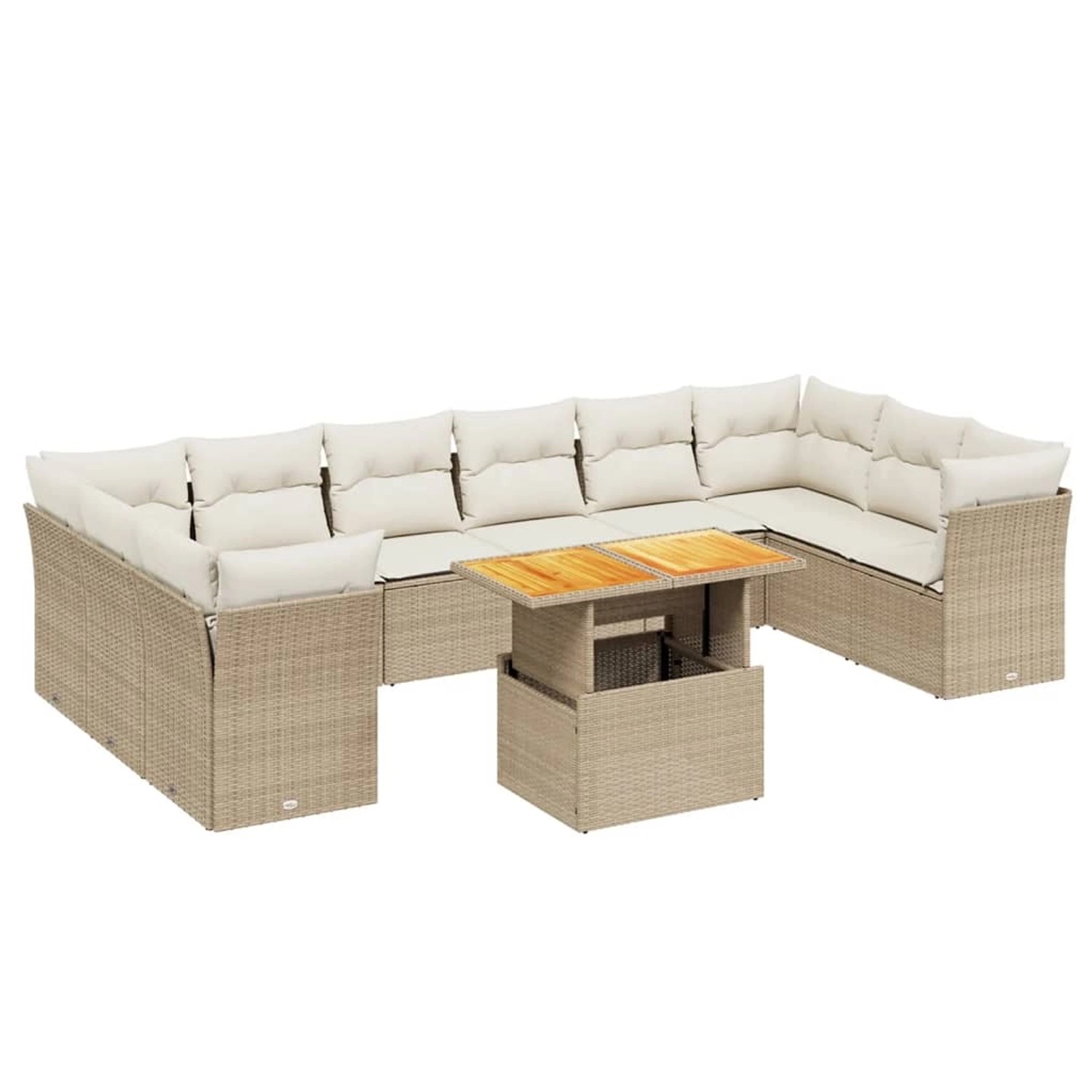 vidaXL 11-tlg Garten-Sofagarnitur mit Kissen Beige Poly Rattan Modell 185 günstig online kaufen