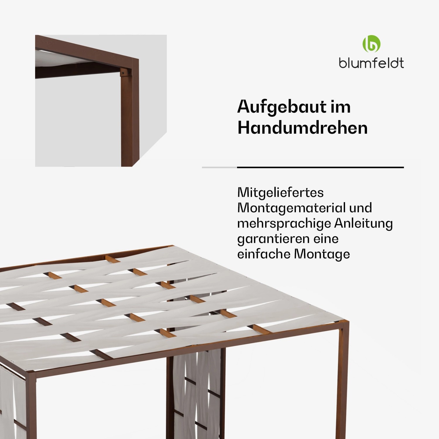 Blumfeldt Shade Cove StoffPergola Gartenpavillon 3x3 m Seitenwände