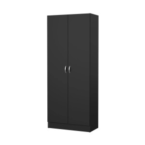 Schwarzer ebuy24 Fox Kleiderschrank mit 2 Türen, ideal für Schlafzimmer und Ankleidezimmer.