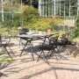 Acamp Gartenmöbel-Set Alpha: 4 Stapelsessel, 1 Glastisch in Anthrazit-Cemento Optik.