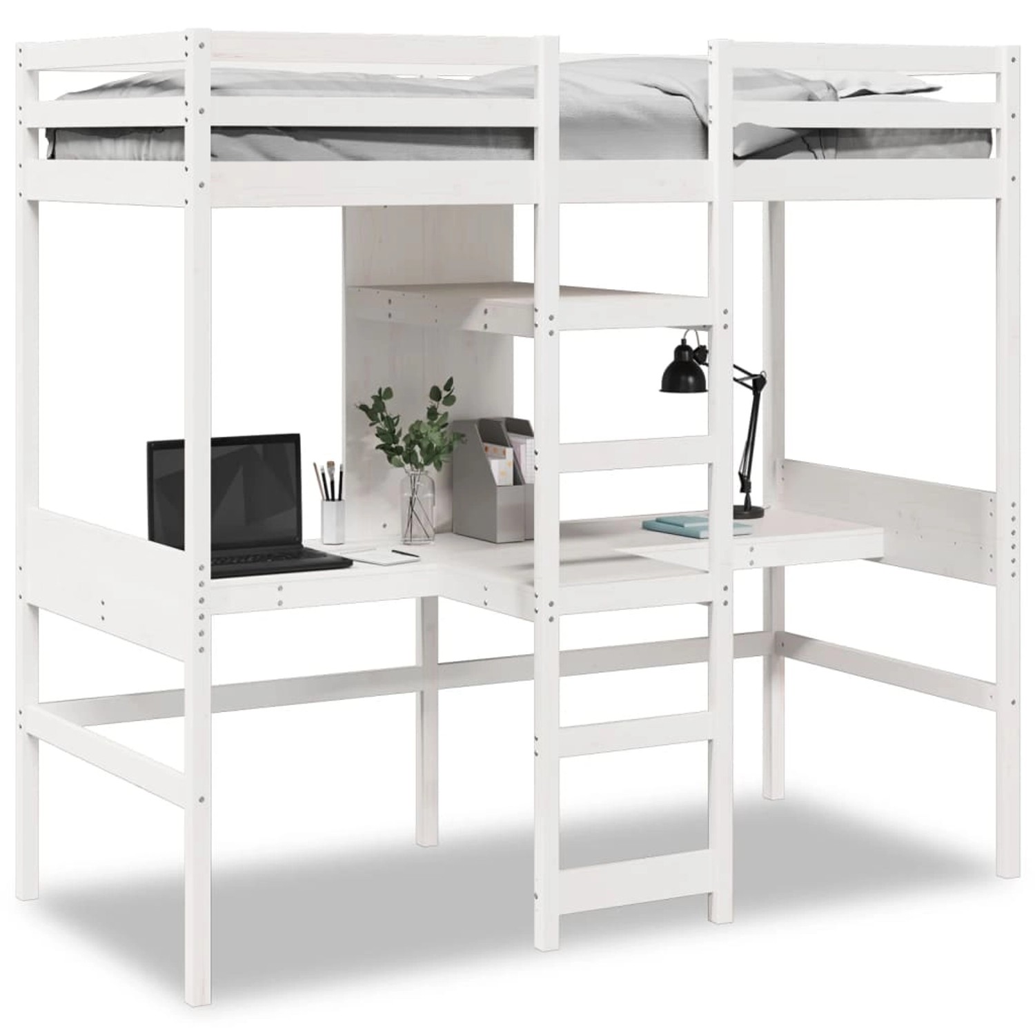 vidaXL Hochbett ohne Matratze Weiß 80x200 cm Massivholz Kiefer 3308545 günstig online kaufen