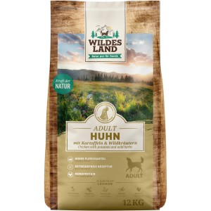 Wildes Land Hundetrockenfutter Huhn mit Kartoffeln, 12kg Sack. Glutenfrei und hoher Fleischanteil.
