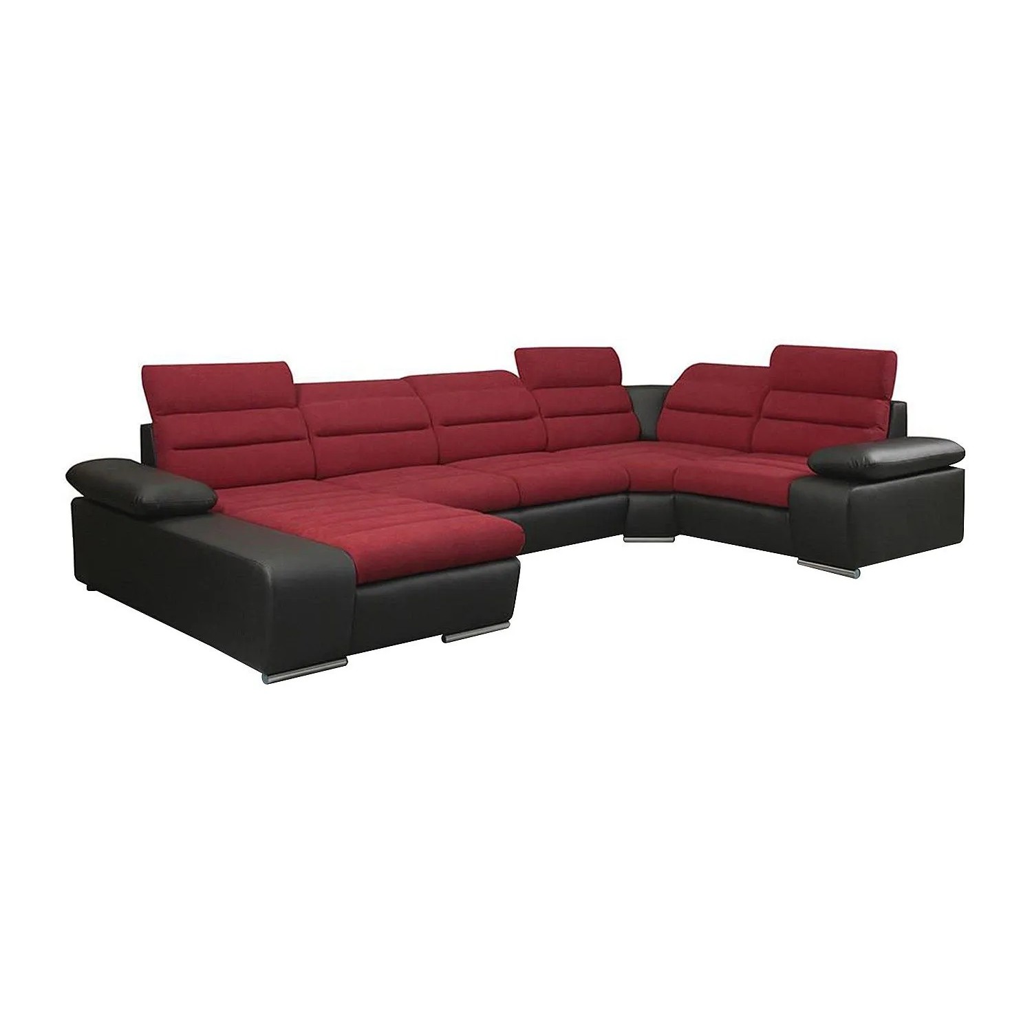 Vente-unique Schlafsofa Boileau Schwarz  Rot 362 cm