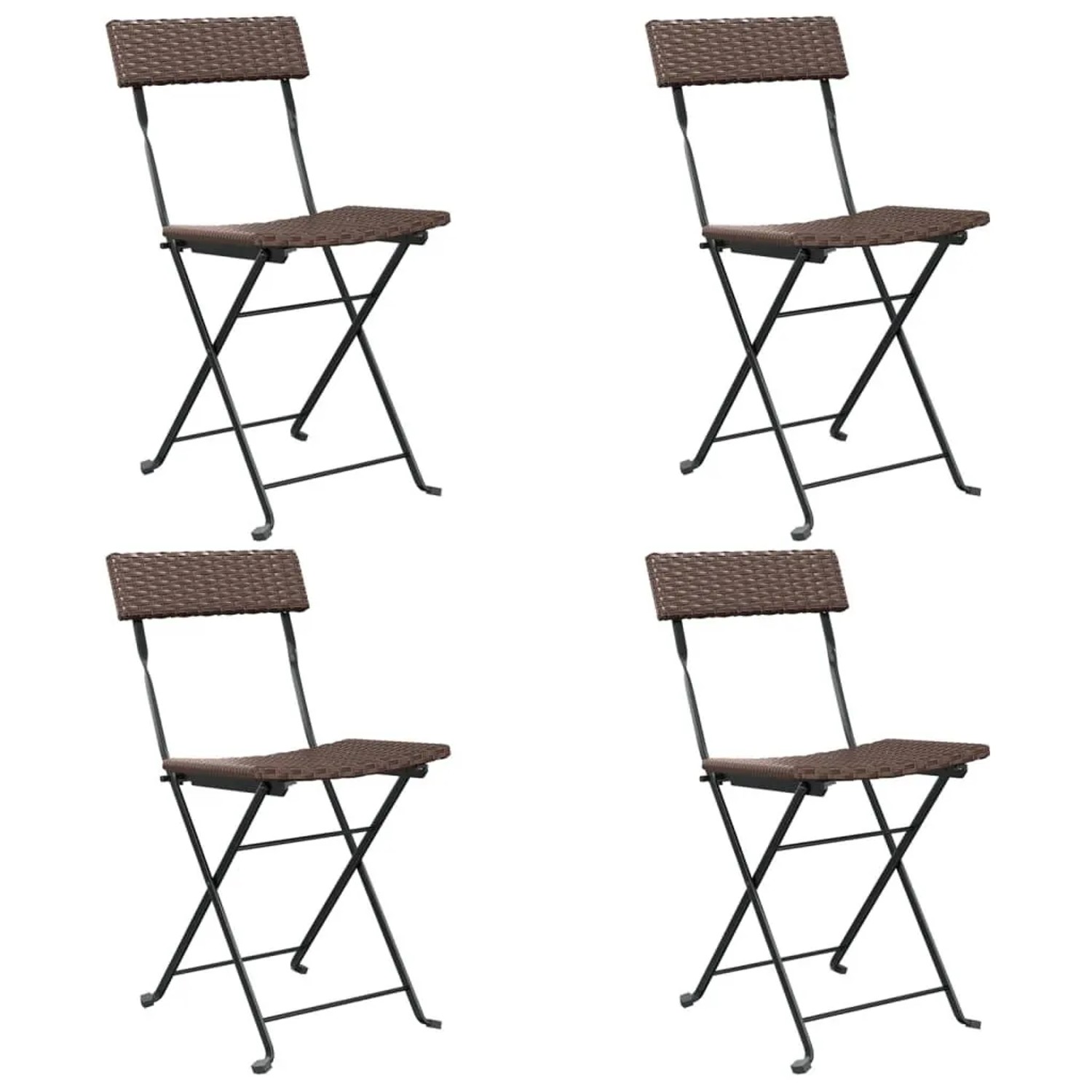 vidaXL Bistrostühle 4 Stk Klappbar Braun Poly Rattan und Stahl 3152115