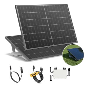 Solakon Balkonkraftwerk 900W Solaranlage mit Gartenhalterung Steckerfertig Komplettset Photovoltaik 800W Kabellänge 10m