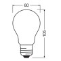 Technische Zeichnung: Osram LED-Leuchtmittel E27, Glühlampenform, Maße 10,5 x 6 cm.