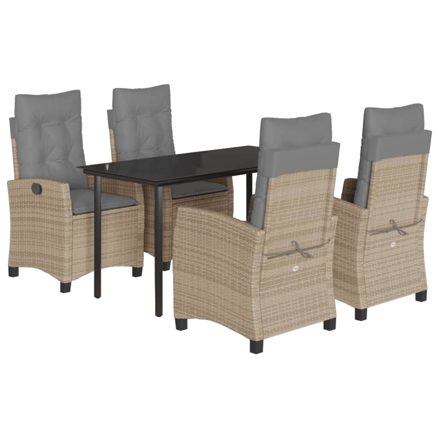 vidaXL 5-Tlg Garten-Essgruppe mit Kissen Beigemischung Poly Rattan 3212835 günstig online kaufen