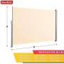 Ausziehbare Floordirekt Seitenmarkise, beige, 160x350 cm, für Balkon & Terrasse als Sichtschutz.