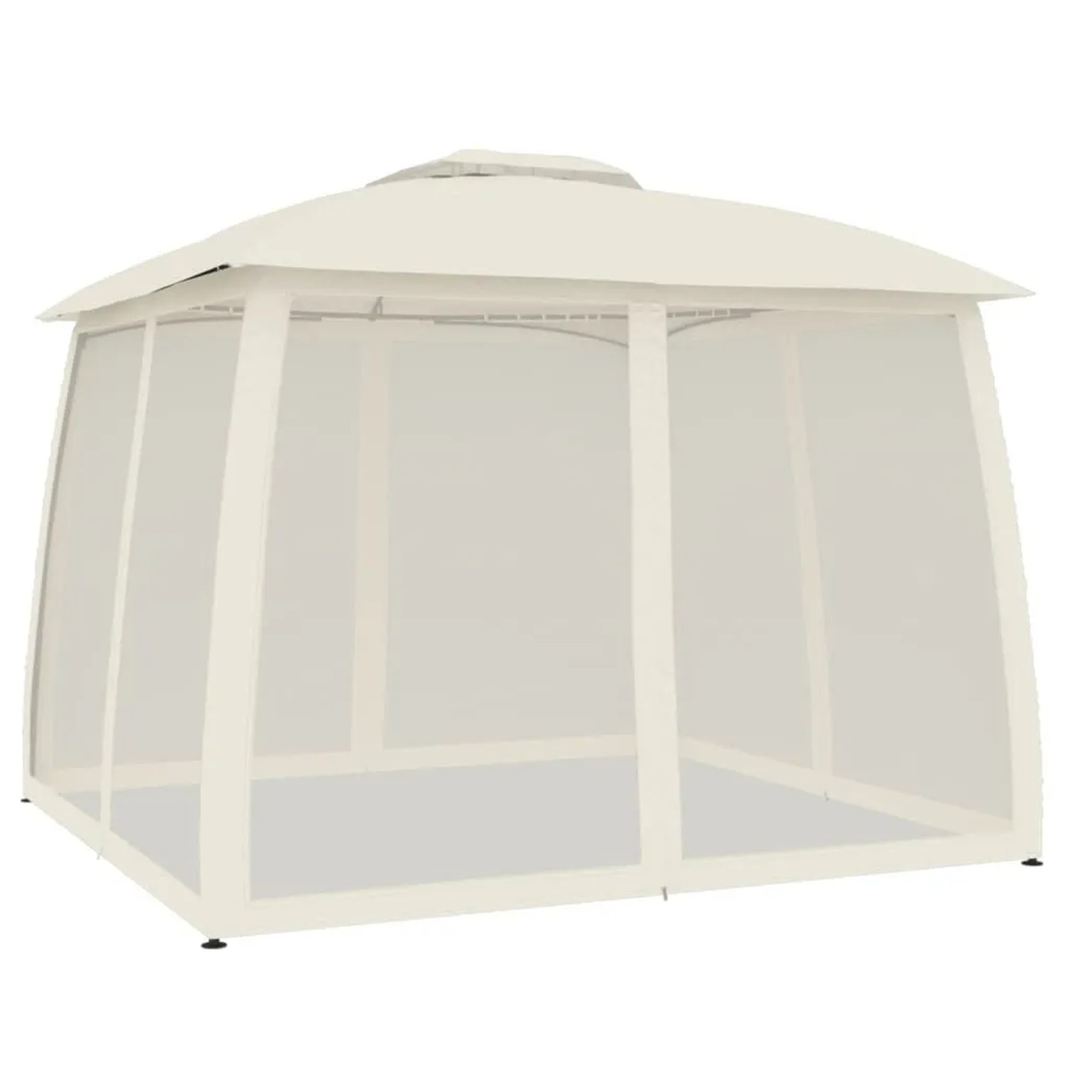 vidaXL Pavillon mit Doppeldach & Netzwänden Creme 2,93x2,93 m Stahl 368448