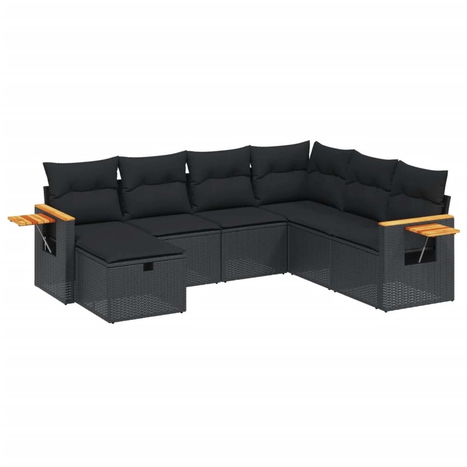 vidaXL 7-tlg Garten-Sofagarnitur mit Kissen Schwarz Poly Rattan Modell 166 günstig online kaufen