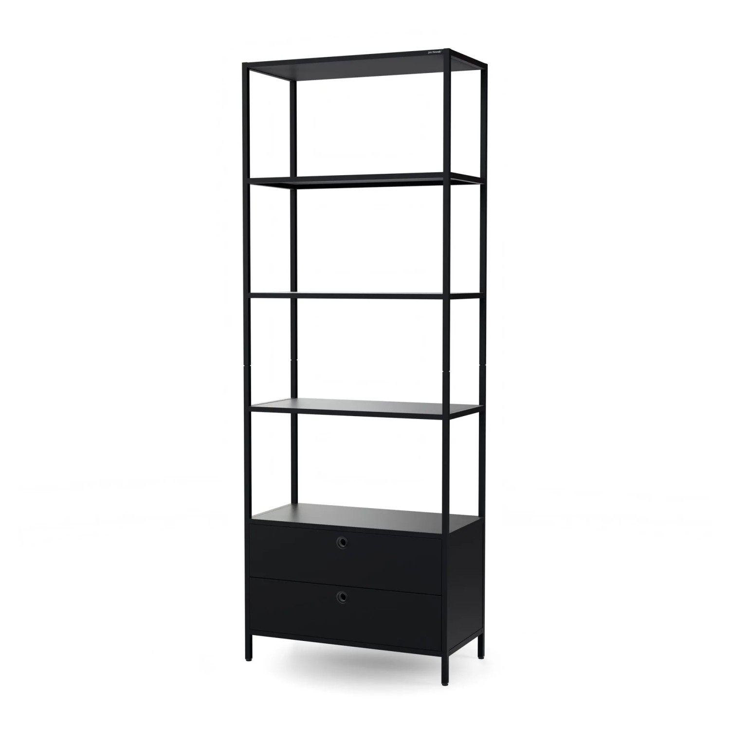JAN NOWAK Büro-Regal mit Schubladen für Ordner und Unterlagen Offene Fachböden ARIEL 80 × 220 × 40 cm Schwarz