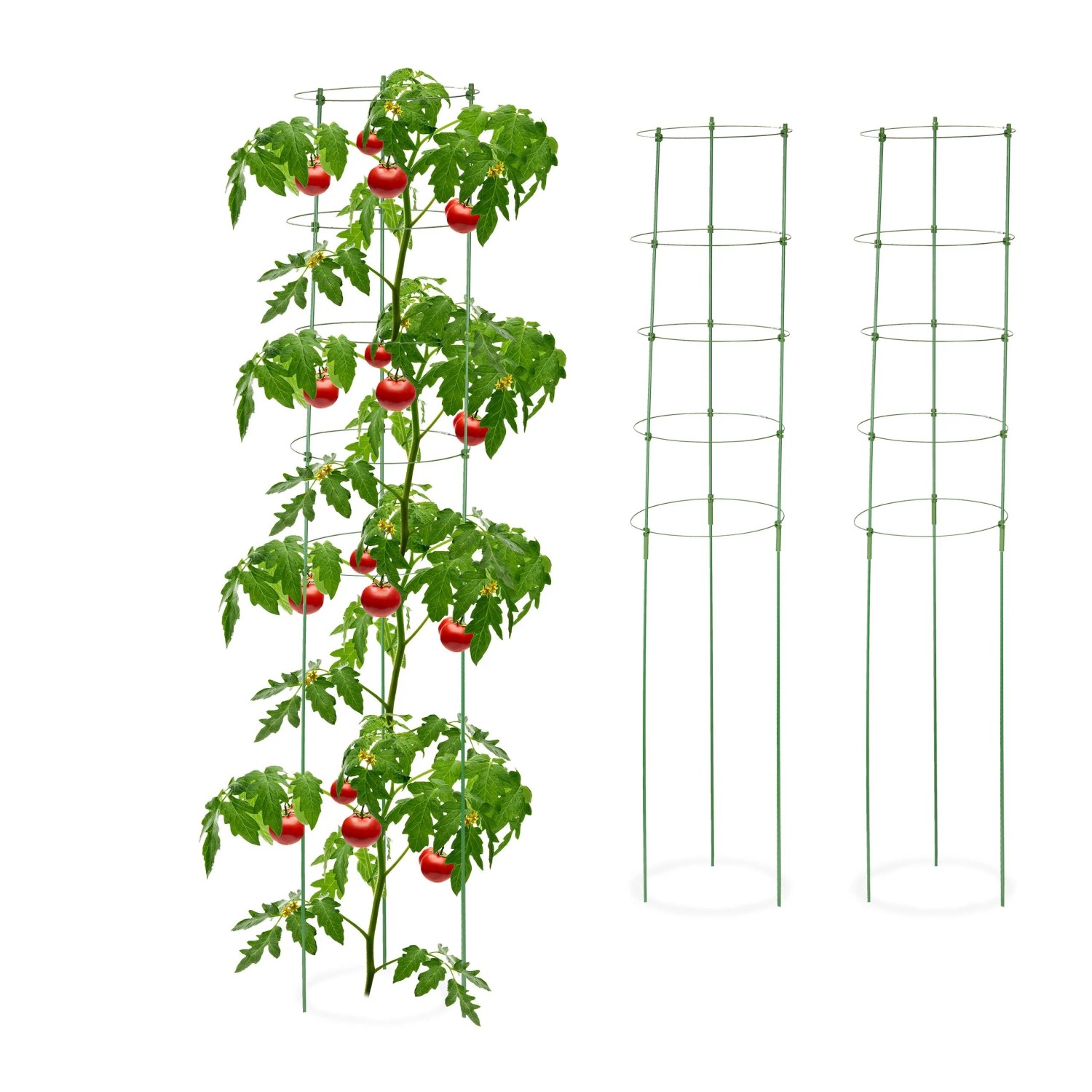 Relaxdays Rankhilfe 3er Set Eisen Kunststoff Grün Höhenverstellbar 150 cm x 28 cm 270 g