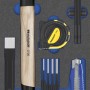 Matador Werkzeugmodul Mechaniker-Satz, 11-teilig mit Hammer, Meißel, Maßband, Cutter und LED-Lampe.