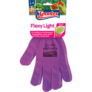 Spontex Flexy Light Handschuhe Gr. 8 in Lila mit Anti-Rutsch-Noppen für optimalen Halt.