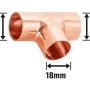 Kupfer Löt-T-Stück, Ø 18 mm, für die dauerhafte Verbindung von Kupferrohren.