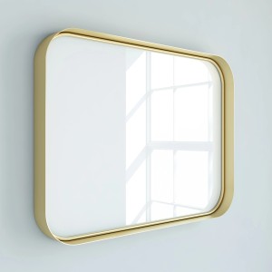 Rechteckiger Randal Metallspiegel (80x60 cm) mit Goldschimmer Rahmen.