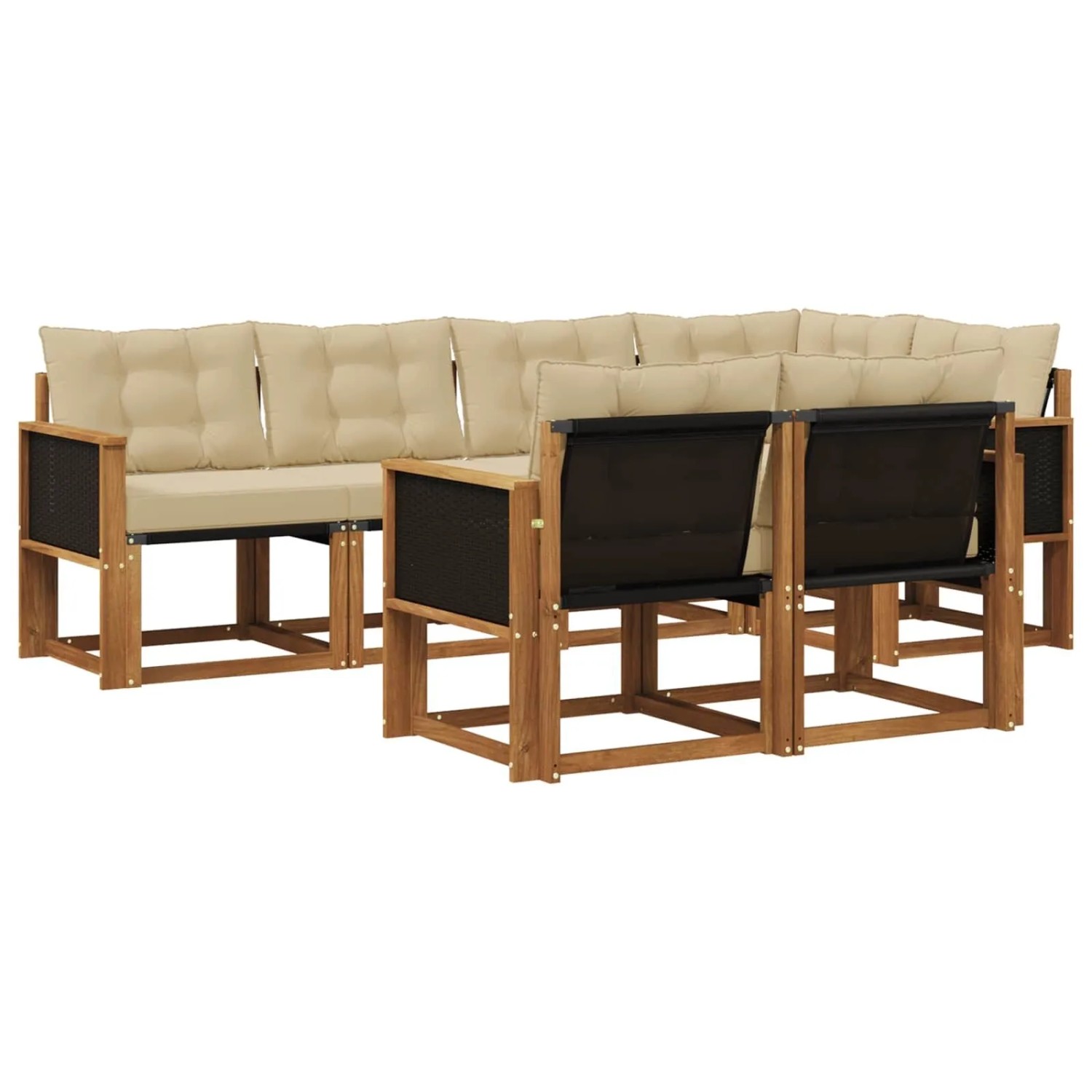 vidaXL Outdoor-Sofagarnitur mit Kissen 7 Stk Natur und Beige 3382009