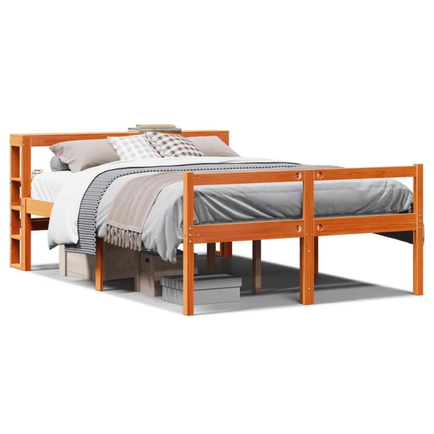 vidaXL Bettgestell mit Kopfteil ohne Matratze Wachsbraun 150x200 cm 3305884 günstig online kaufen
