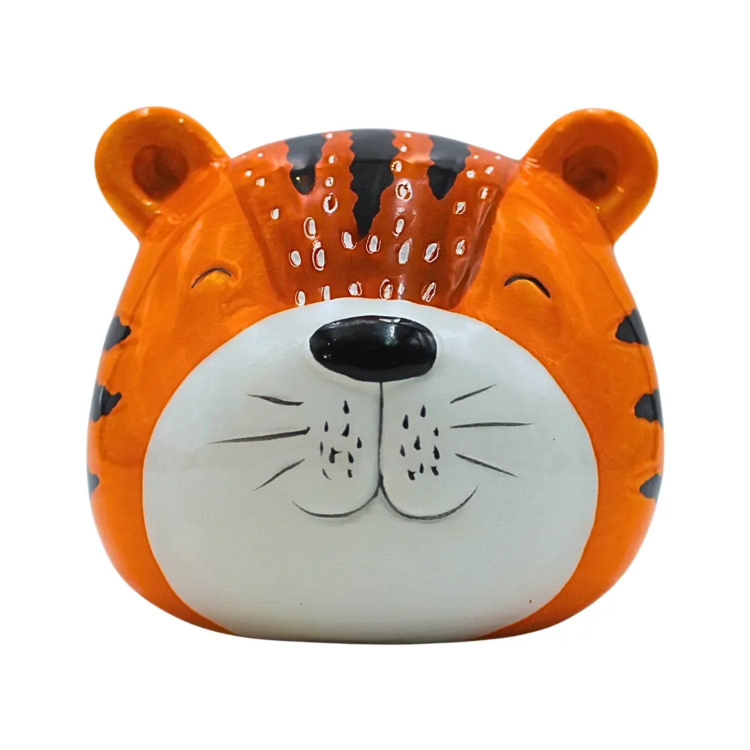 Dekohelden24 Sparfigur Spartier Spardose Sparbüchse Dekotiger mit Sparfunktion aus Keramik in Orange L/B/H 13 x 11 x 13 cm