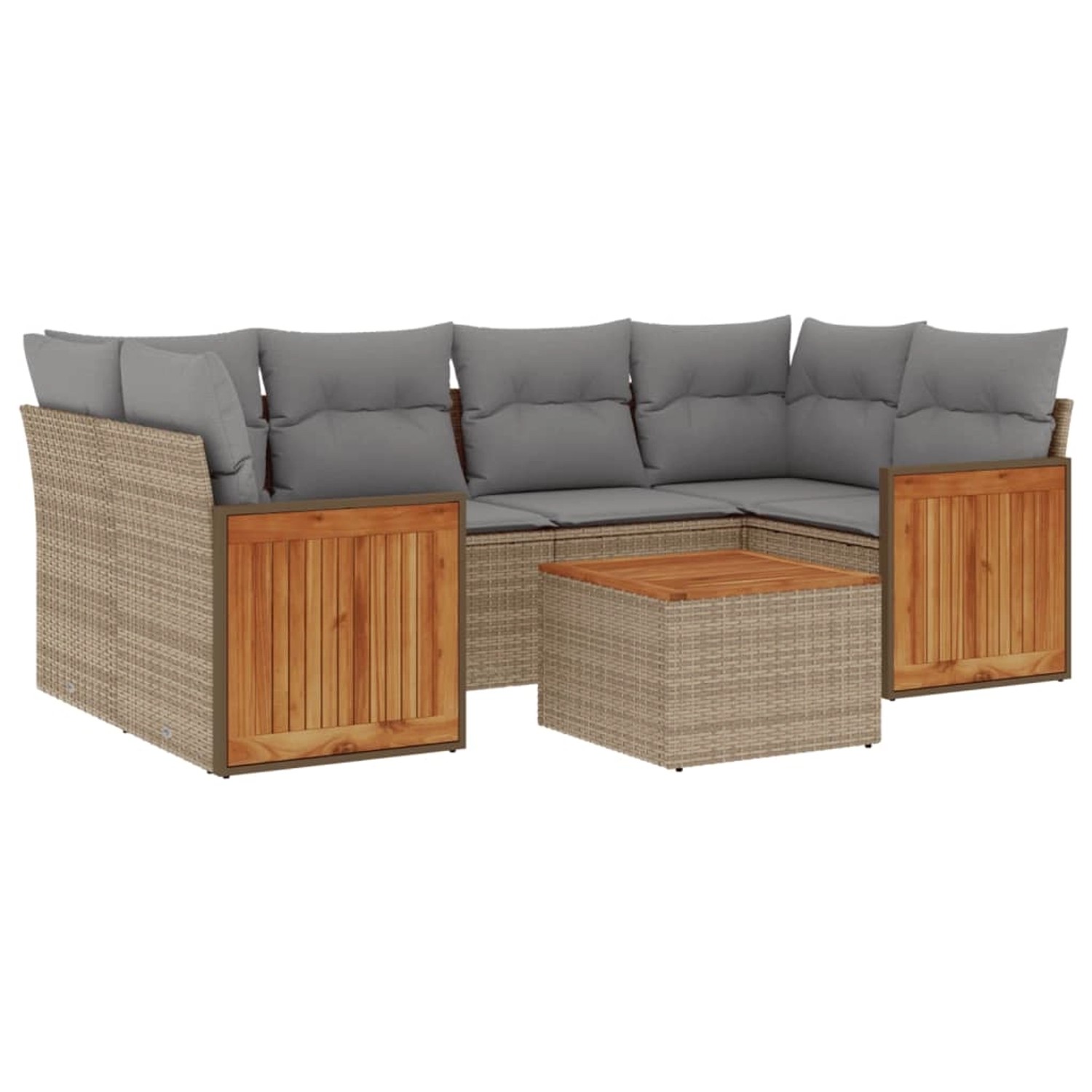 vidaXL 7-Tlg Garten-Sofagarnitur mit Kissen Beige Poly Rattan 3227480 günstig online kaufen