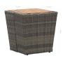 Detailansicht: Grauer Bistro-Tisch aus Rattan und Akazienholz, Teil des 3-tlg. Gartenmöbel-Sets.