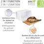 Wenko Brotkasten Weiß mit Bambusbrett, mit Brot und Messer. Vorratsdose mit Schneidebrett.
