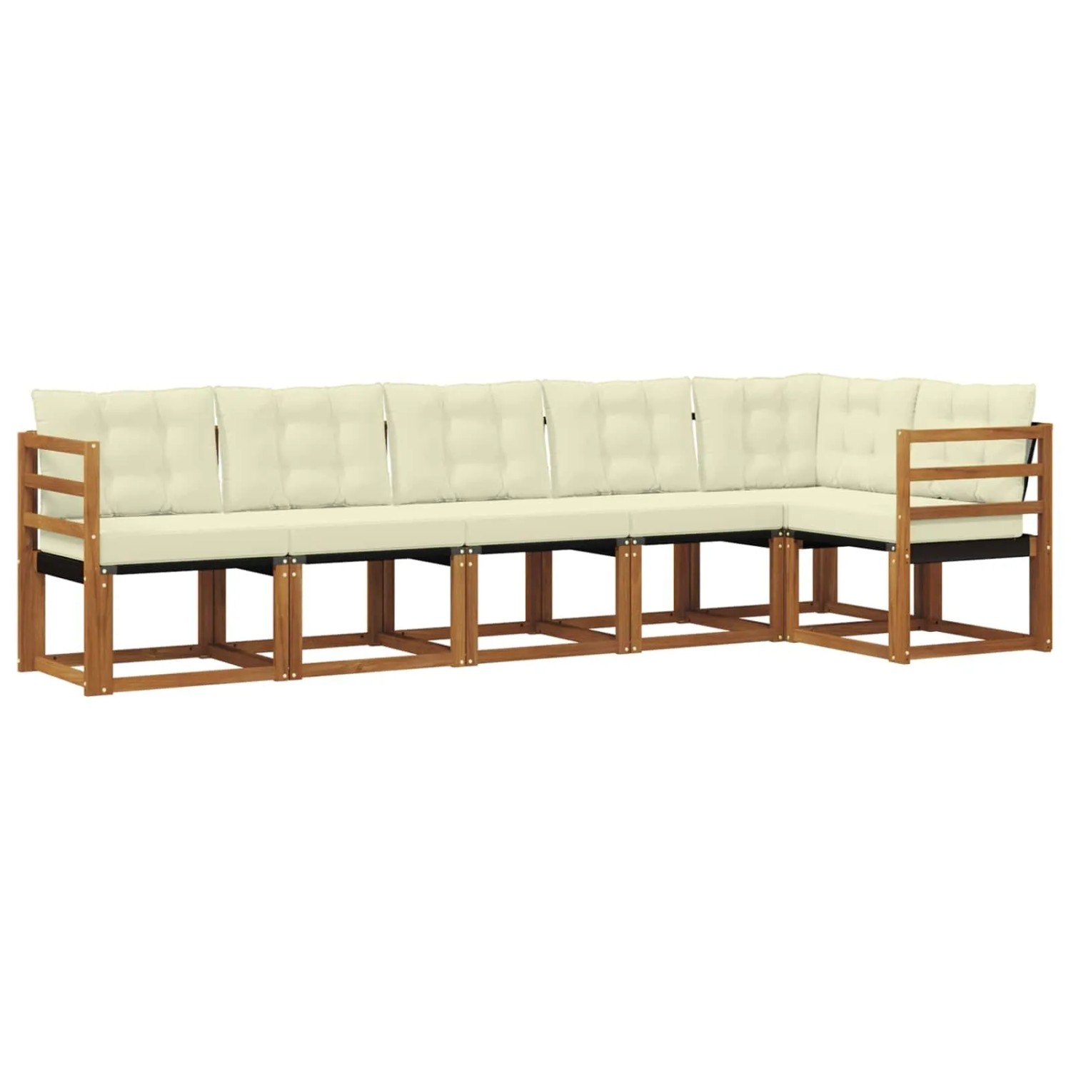 vidaXL Outdoor-Sofagarnitur mit Kissen 6-Tlg Natur und Creme 3368701
