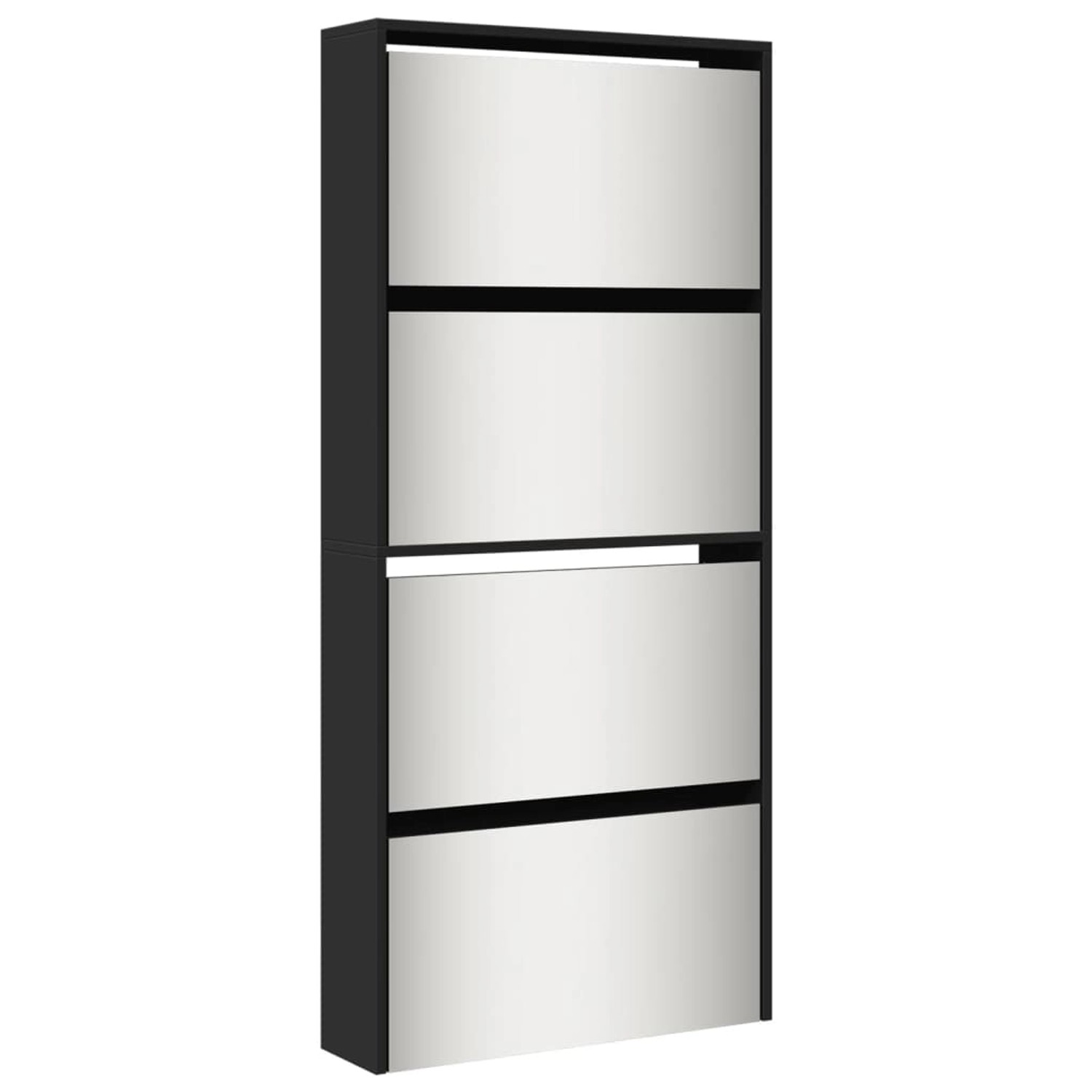 vidaXL Schuhschrank mit Spiegel 4 Fächer Schwarz 63x17x134 cm 3228274 günstig online kaufen