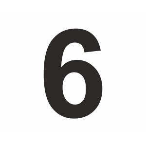 Schwarzer Aufkleber mit der Zahl 6, 6 cm hoch, aus PVC-Folie.