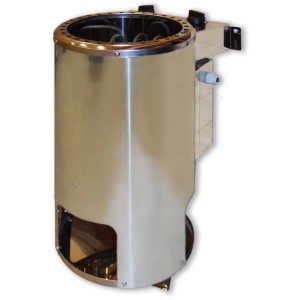 Weka Saunaofen 3,6 kW Kompakt, Wandausführung mit Steinkorb und Edelstahl-Mantel.