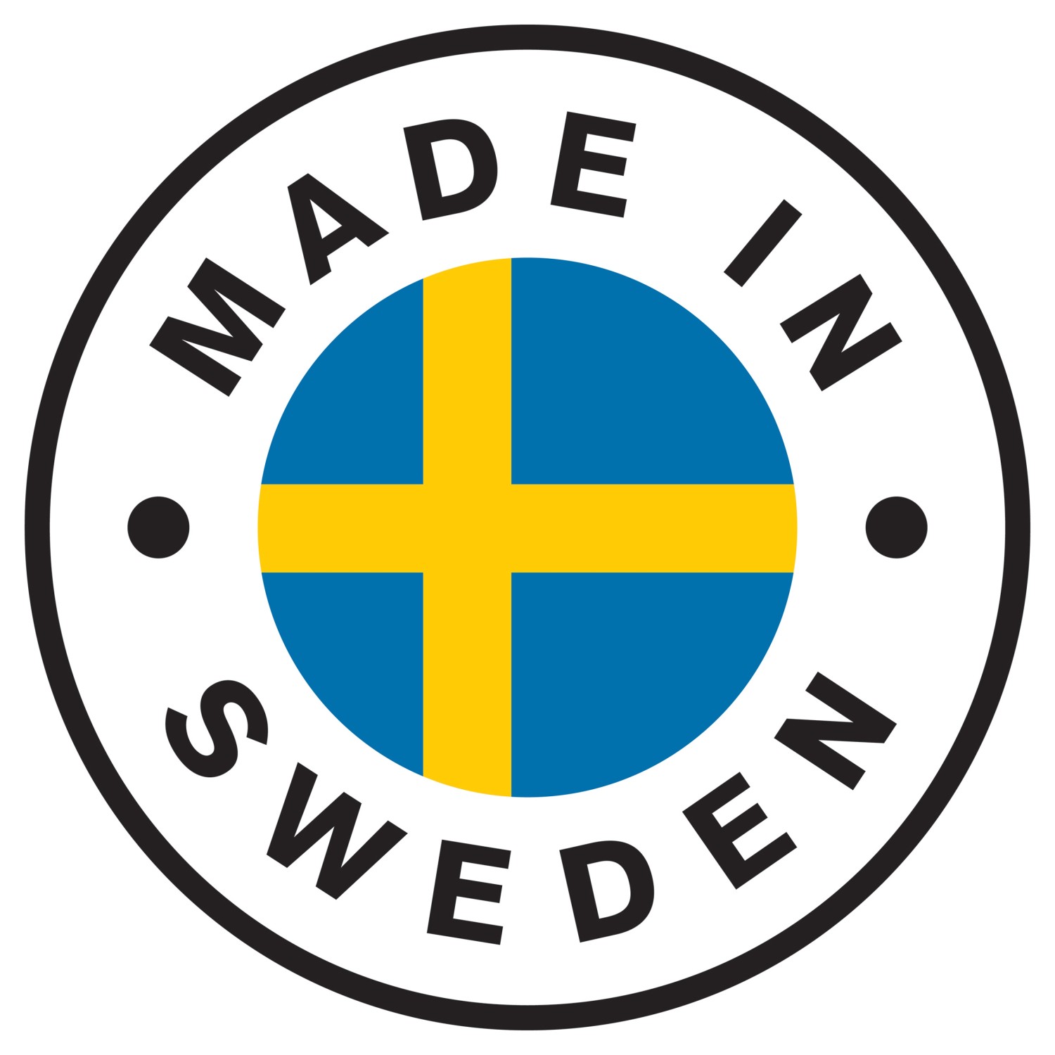 Siegel „Made in Sweden“ mit schwedischer Flagge für Rapid Handtacker R53 Skog.