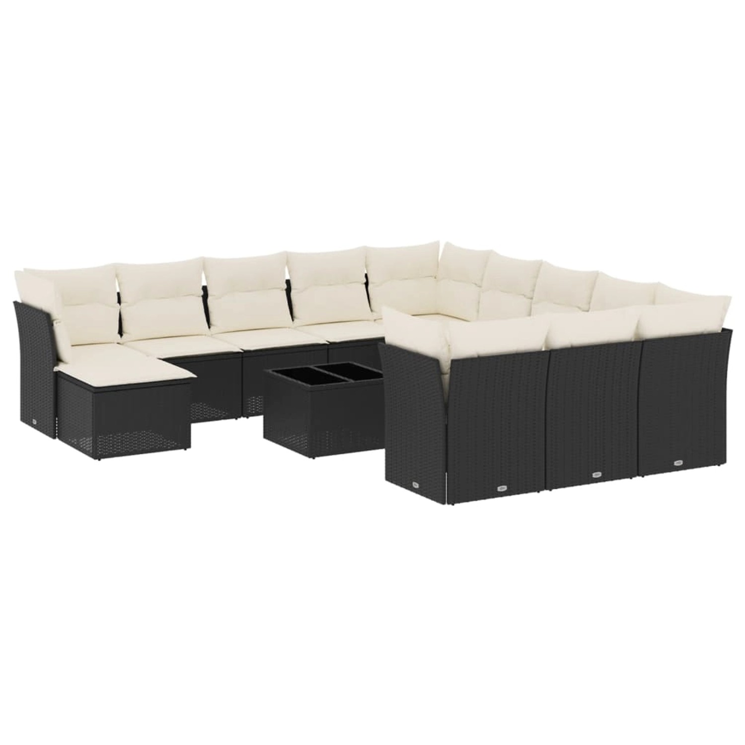 vidaXL 13-tlg Garten-Sofagarnitur mit Kissen Schwarz Poly Rattan Modell 3 günstig online kaufen