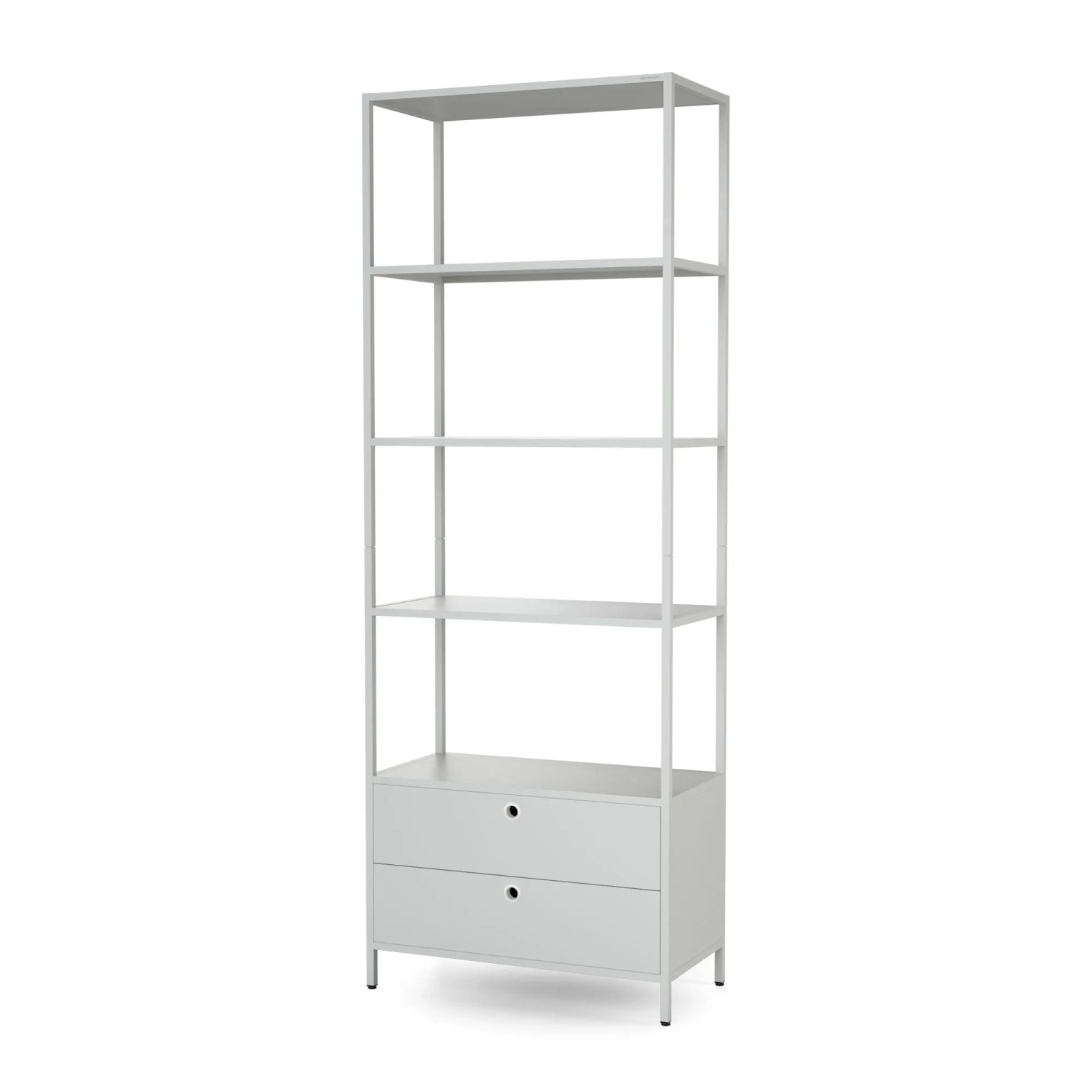 JAN NOWAK Büro-Regal mit Schubladen für Ordner und Unterlagen Offene Fachböden ARIEL 80 × 220 × 40 cm Grau