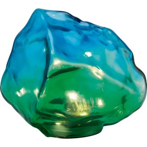 Solar-Dekostein Kristall, grün-blau, 13,5x14,5x12 cm, mit warmweißen LEDs für Garten und Balkon.