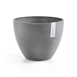 Ecopots Pflanztopf Antwerp, 40 cm, grau. Moderner runder Blumentopf für Innen- und Außenbereich.