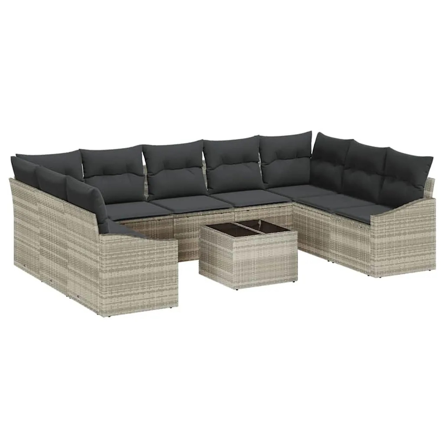 vidaXL Gartensofa-set mit Kissen 9-Tlg Hellgrau Poly-Rattan 3355561 günstig online kaufen